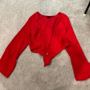 Red polyester blouse